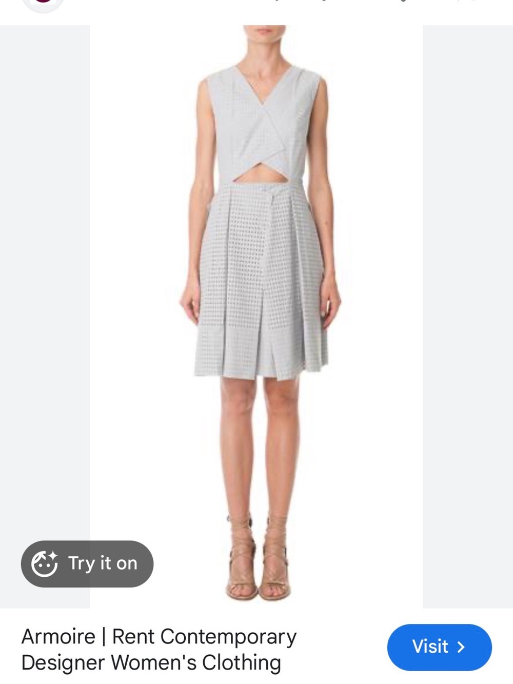 Tibi Sleeveless V-Neck Sheath Dress in Light Gray Geometric Print XS